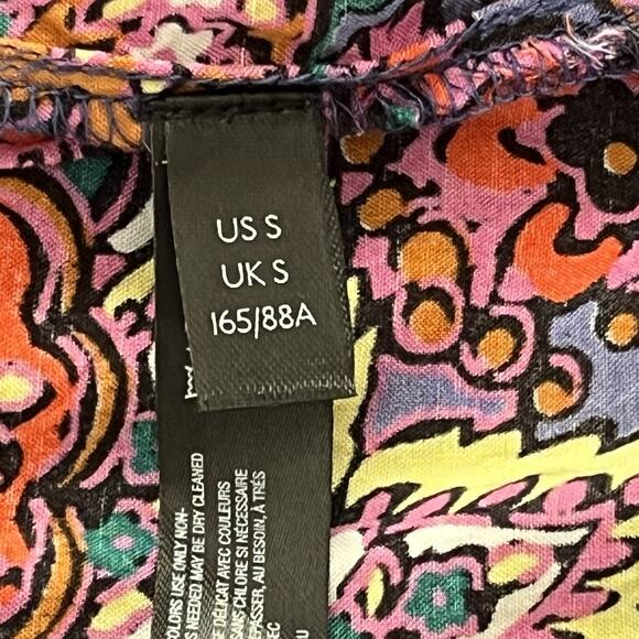 Anthropologie Diana Pintucked Tunic Dress Sz S Ruffled Hem Bubble Sleeve Floral - Picture 10 of 12